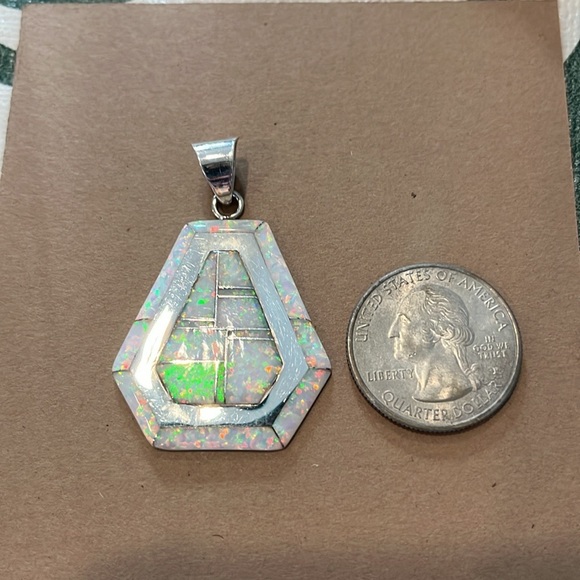 Sterling Inlaid Opal Large Pendant - Picture 5 of 5